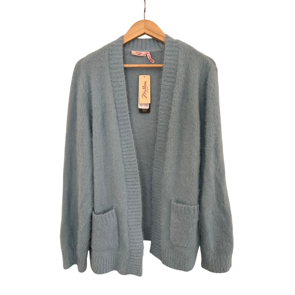 NWT Millers Size XL Pastel Blue Open Front Sweater Cardigan Quiet Luxury Boho
